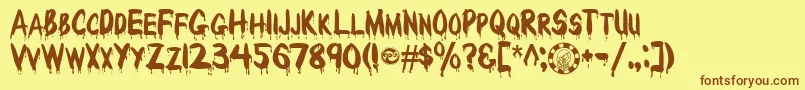RedcapBloodthirsty Font – Brown Fonts on Yellow Background