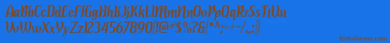 フォントColourba – 茶色の文字が青い背景にあります。