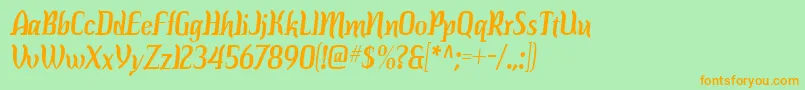 Colourba-Schriftart – Orangefarbene Schriften auf grünem Hintergrund