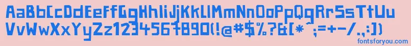 PaperjohnnyeinsRegular Font – Blue Fonts on Pink Background