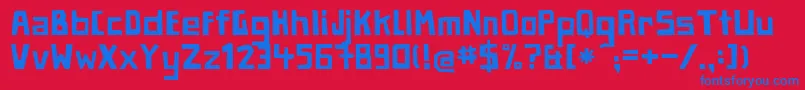 PaperjohnnyeinsRegular Font – Blue Fonts on Red Background