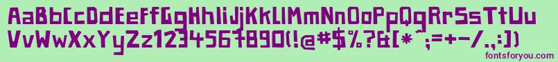 PaperjohnnyeinsRegular Font – Purple Fonts on Green Background