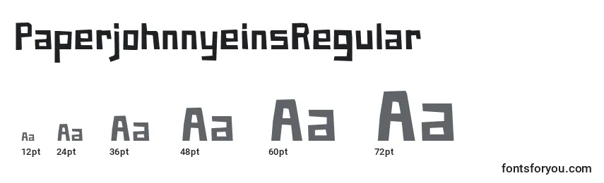 Размеры шрифта PaperjohnnyeinsRegular