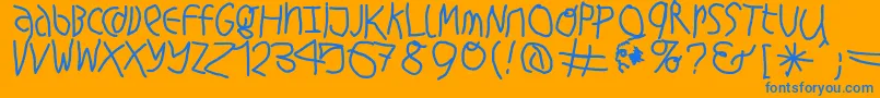 HingehudeltBold Font – Blue Fonts on Orange Background