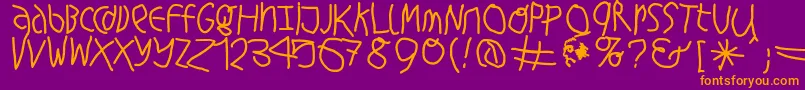 HingehudeltBold Font – Orange Fonts on Purple Background