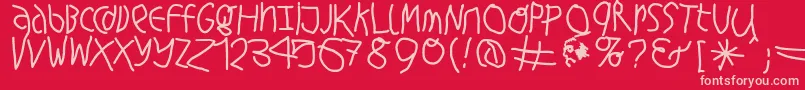 HingehudeltBold Font – Pink Fonts on Red Background