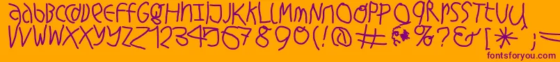 HingehudeltBold Font – Purple Fonts on Orange Background