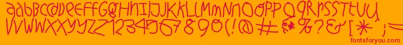 HingehudeltBold Font – Red Fonts on Orange Background