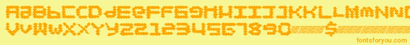 Fonte Suchmoney – fontes laranjas em um fundo amarelo