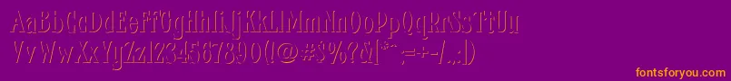 フォントFhacondfrenchshadenc – 紫色の背景にオレンジのフォント