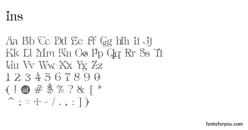 A fonte Ins – alfabeto, números, caracteres especiais