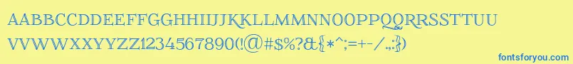 Czcionka Foglihtenno01 – niebieskie czcionki na żółtym tle