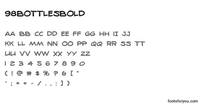 Schriftart 98bottlesbold – Alphabet, Zahlen, spezielle Symbole