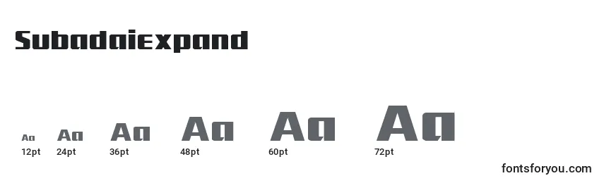 sizes of subadaiexpand font, subadaiexpand sizes