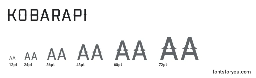 sizes of kobarapi font, kobarapi sizes