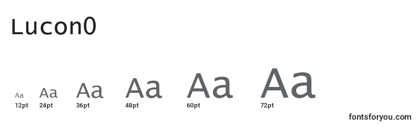 sizes of lucon0 font, lucon0 sizes