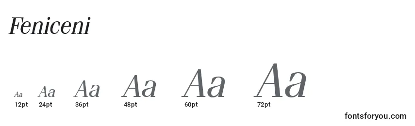 sizes of feniceni font, feniceni sizes