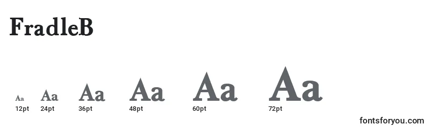 sizes of fradleb font, fradleb sizes