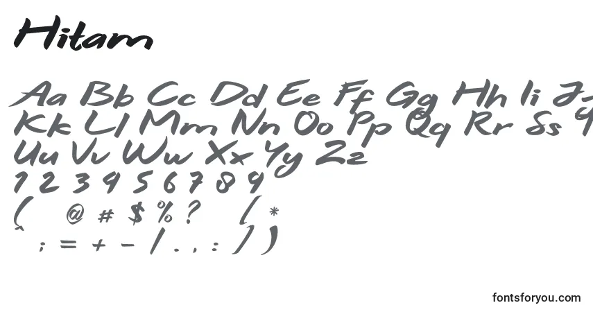 Czcionka Hitam – alfabet, cyfry, specjalne znaki