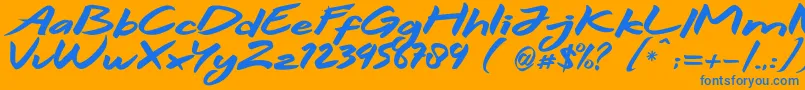 Hitam-Schriftart – Blaue Schriften auf orangefarbenem Hintergrund