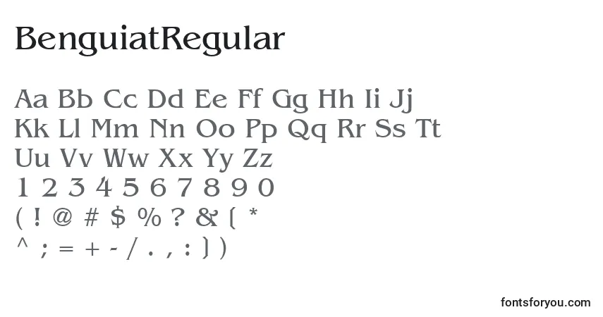 Czcionka BenguiatRegular – alfabet, cyfry, specjalne znaki