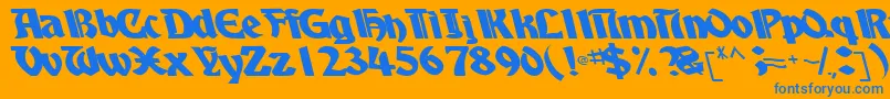 BoyhooddriveRegularTtcon Font – Blue Fonts on Orange Background