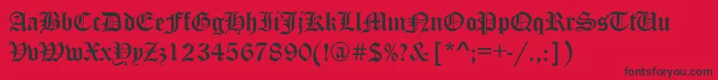 フォントCanterbury – 赤い背景に黒い文字