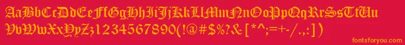 Canterbury Font – Orange Fonts on Red Background