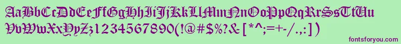 Canterbury Font – Purple Fonts on Green Background