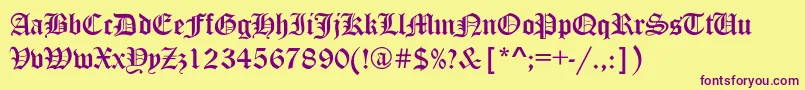 Canterbury Font – Purple Fonts on Yellow Background