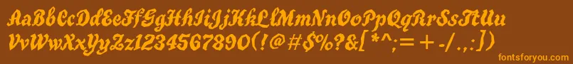 Truegrit.Kz-Schriftart – Orangefarbene Schriften auf braunem Hintergrund