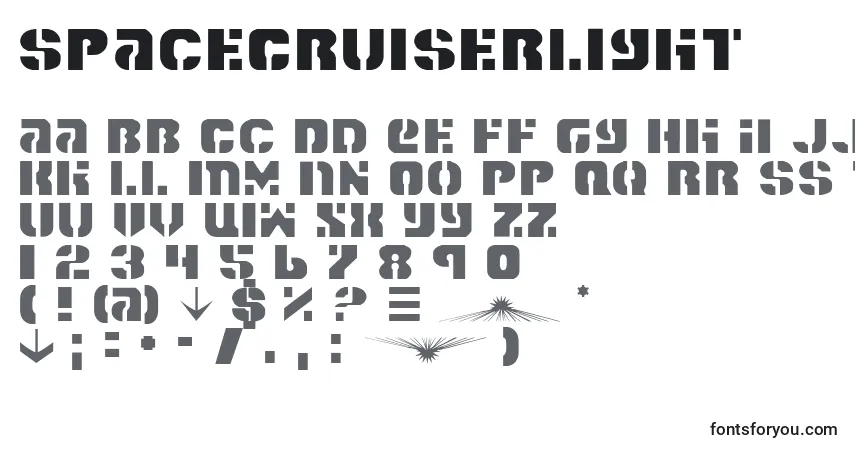 Шрифт SpaceCruiserLight – алфавит, цифры, специальные символы