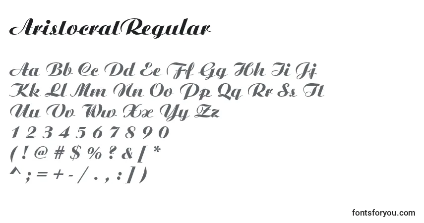 Шрифт AristocratRegular (49908) – алфавит, цифры, специальные символы