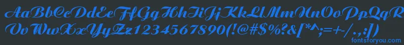 AristocratRegular-Schriftart – Blaue Schriften auf schwarzem Hintergrund