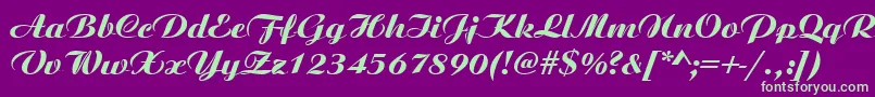 AristocratRegular-fontti – vihreät fontit violetilla taustalla