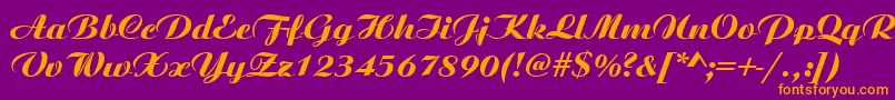 AristocratRegular-Schriftart – Orangefarbene Schriften auf violettem Hintergrund
