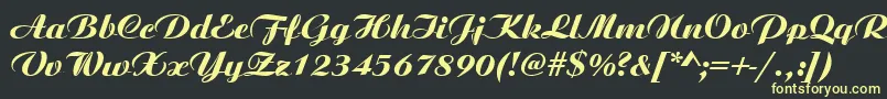 フォントAristocratRegular – 黒い背景に黄色の文字