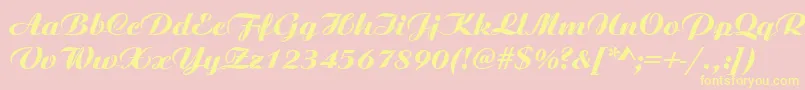 AristocratRegular-Schriftart – Gelbe Schriften auf rosa Hintergrund