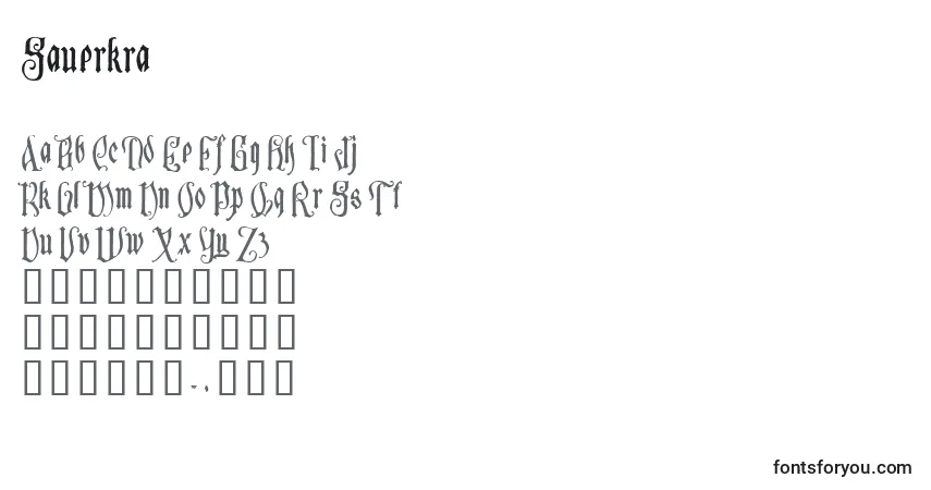 Schriftart Sauerkra – Alphabet, Zahlen, spezielle Symbole