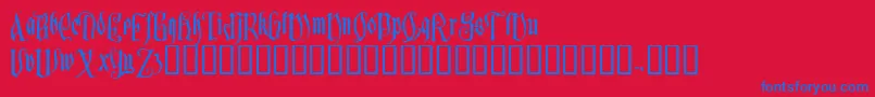 フォントSauerkra – 赤い背景に青い文字