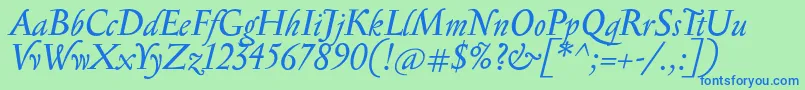 SerapionItalic Font – Blue Fonts on Green Background