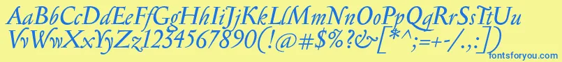 SerapionItalic Font – Blue Fonts on Yellow Background