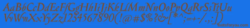 SerapionItalic Font – Brown Fonts on Blue Background
