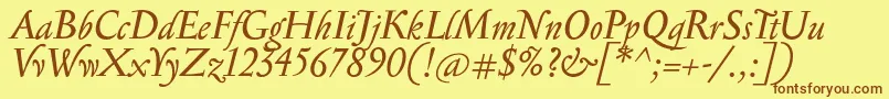 SerapionItalic Font – Brown Fonts on Yellow Background