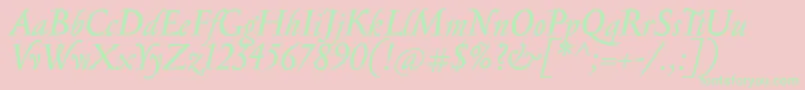 SerapionItalic-Schriftart – Grüne Schriften auf rosa Hintergrund