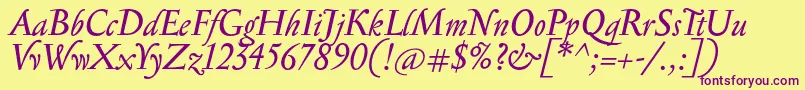 SerapionItalic Font – Purple Fonts on Yellow Background