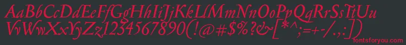 SerapionItalic Font – Red Fonts on Black Background