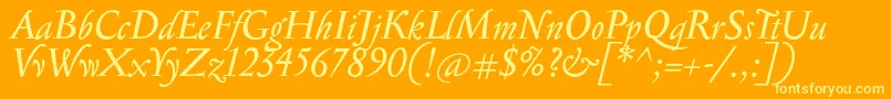 SerapionItalic-Schriftart – Gelbe Schriften auf orangefarbenem Hintergrund