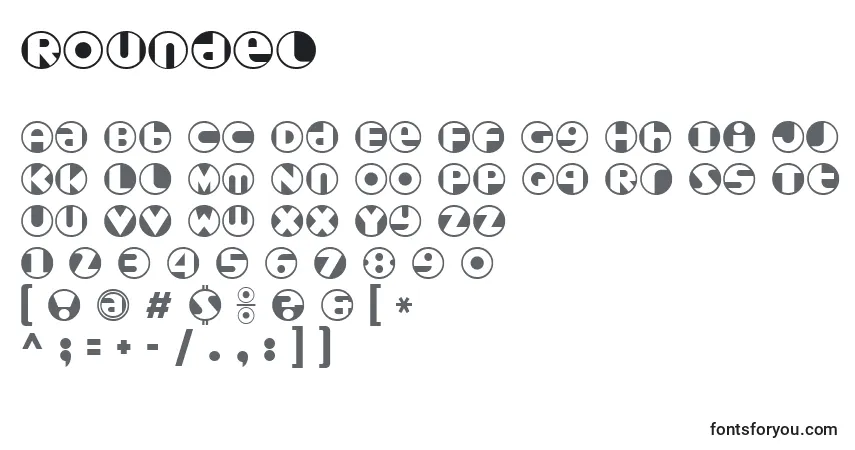 Schriftart Roundel – Alphabet, Zahlen, spezielle Symbole