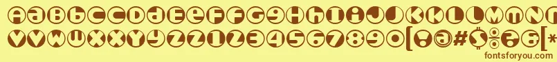 フォントRoundel – 茶色の文字が黄色の背景にあります。